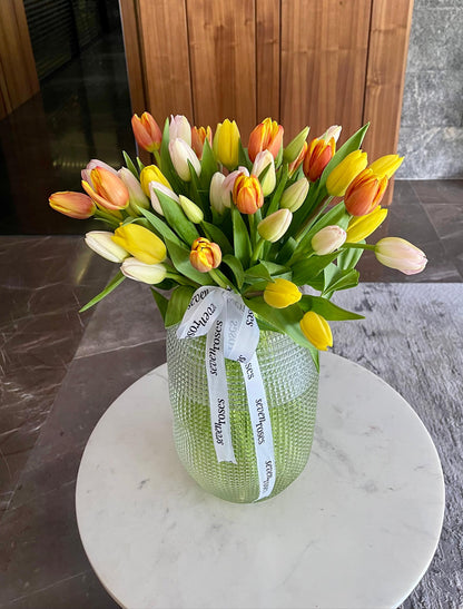 Tulips in many colors